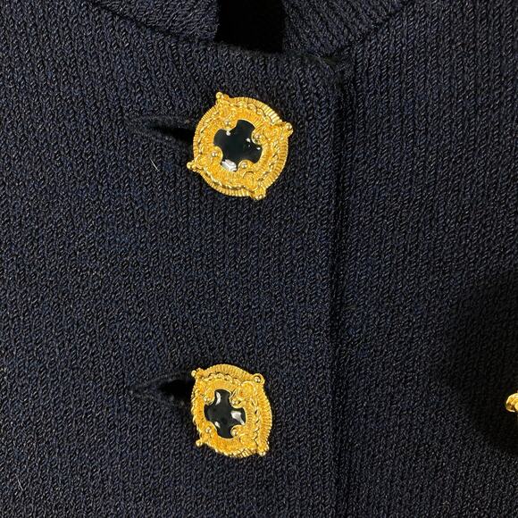 ST.JOHN Collection by Marie Grey Jacket Coat 10 Gold Crest Buttons Santana Knit - Picture 4 of 16